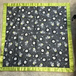 Cute skeletons in Halloween costumes throw blanket, handmade, flannel/satin